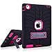 Produktbild SMART LEGEND Tasche für iPad 2/3/4 Hülle 3 in 1 Weiche Silikon Bumper 360 Grad Schutzhülle Full body Premium Case Protective Cover Schale mit Standfunktion Etui - Schwarz und Rosa
