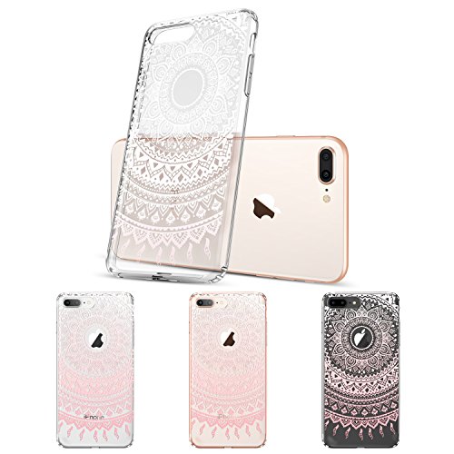 ESR Funda iPhone 8 Plus  ESR C  rcasa Fina Transparente Dura Borde Suave TPU  Compatible con Carga Inal  mbrica   Mejorada Protecci  n a Esquinas  Dise  o de Impresi  n para Apple iPhone 8 Plus 5 5  2017 - Manjusaka Rosa
