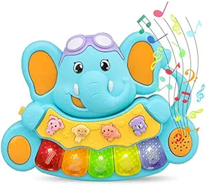 Ammi Enterprise Baby Musical Elephant Tumbler - Baby Animal Set Toy Baby Light Up Toys Car Wheel & with Sound Light Effect Volume Control for Babies 6-12 Months Toys for Boys Toys for Girls.