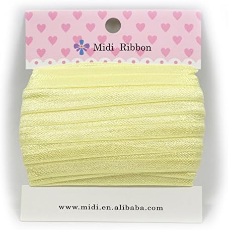 Midi Ribbon Stretch Plain High Quality Fold Over Elastic Elastics FOE-5/8" 16mm Wide X 10 Yards 9.144 Meter Length-DIY Crafts Ponytail Holder Hair Tie Headband Scrapbooking Supplies-Baby Maize Color