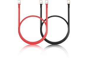 NA 5AWG,50cm,2 Pcs Cable de Batería de Coche,Cable de Encendido,Puente Cables de Inversor,Rojo y Negro