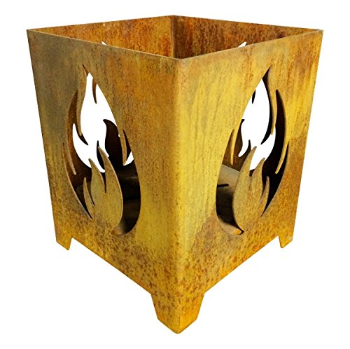 Feuerkorb Feuertonne Feuerschale Feuerstelle Rost mit Flammen 50x40x40cm