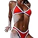 Produktbild Damen Bikini-Set Internet Push Up BH Gepolsterte Dreieck Top Bikini Set Badeanzug (S, rot)