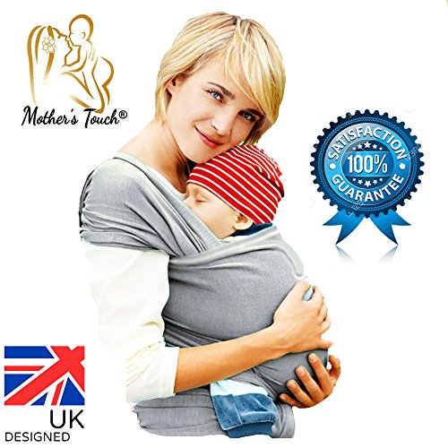 4-in-1 Mother's Touch Baby Wrap Carrier | Soft Baby Carrier | Baby Sling Carrier | Postpartum Belt | Nursing Cover | Best Baby Shower Gift (Grey)