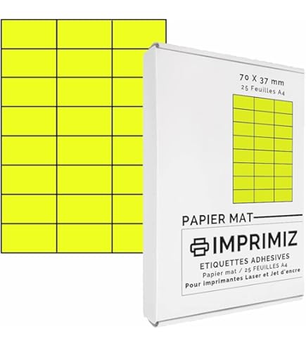 Etichette Adesive Fluorescenti Gialle A4 - 70x42mm, 525 Pezzi Per Stampante - Foto 8