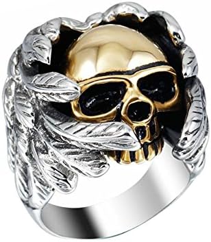 BOHO Jewelry Stainless Steel Feather Skullcandy Ring With Exaggerated Design Style (7)