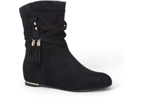 La Modeuse - Bottines plissées en Simili Daim avec Talon compensé Invisible