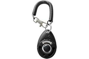 BEAUTYBIGBANG Hundeklicker Knopf Effektive Finger Klicker mit Spiralarmband Haustier Training Werkzeuge für Welpen Verhalten Hundetraining Hundeerziehung für Katzen Pferde (Schwarz)