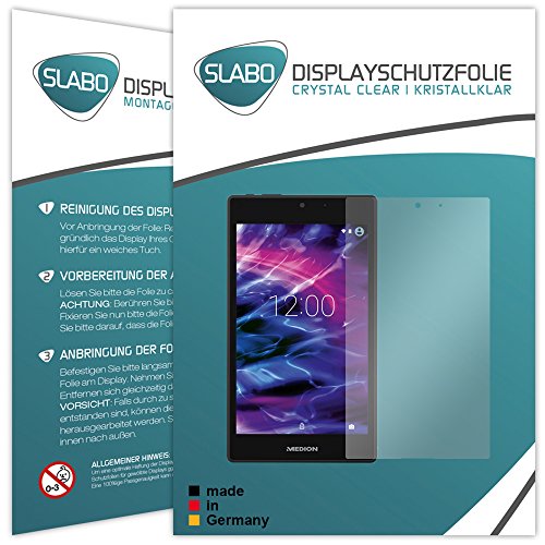 2 x Slabo Displayschutzfolie Medion Lifetab P7332 (MD 99103) Displayschutz Schutzfolie Folie „Crystal Clear“ unsichtbar MADE IN GERMANY - 2