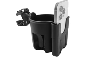 Filltown Getränkehalter Kinderwagen mit Handyhalter, 360° Universeller Getränkehalter Cup Holder für Fahrrad, Becherhalter Kaffeehalter für Baby-Kinderwagen, Buggy, Fahrrad, Rollstuhl, Gehhilfe