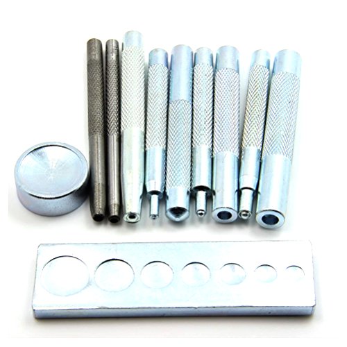 WINOMO 11pcs DIY Lederhandwerk Handwerk Werkzeug Die Punch Snap Kit Rivet Setter mit Basis für Punsch Loch - 2