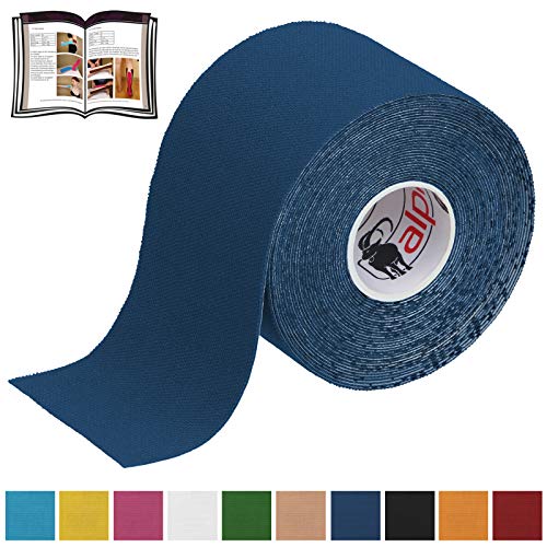 BB Sport 1 Rolle Kinesiologie Tape 5 m x 5,0 cm verschiedenen Farben E-Book Anwendungsbroschüre Elastisches Tape Set, Farbe:dunkelblau