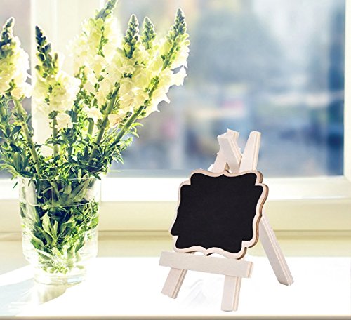 Yalulu 10 Stück Kreidetafel Hölzernen aus Tafel Wordpad Message Board Nachricht Board Tafel Chalkboard Schilder- Rechteckig Geformt, Deko Memotafel Küchentafel Wandtafel für Weihnachtsfest Hochzeitsdeko mit Staffelei - 5
