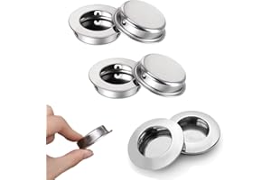 RHQFDM 6 pezzi maniglie da incasso rotonde maniglie per porte scorrevoli maniglie a scomparsa manopola da incasso finger pull per cassetti armadi mobili personalizzati (argentato)