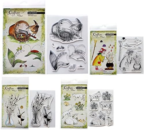 Clear Cling Stamp Bundle – 3 x A6 size and 1 x A5 size set – 24 Stamps - Playful Designs for Card Making, Paper Crafts, Scrapbooking, Art Journal – Detailed Stamping – Manufactured in UK