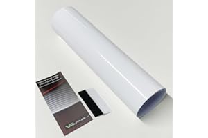 VT SUPPLIES Gloss Vinyl Wrap Self Adhesive Air Release Bubble with Squeegee Tool - Outdoor Rated for Car Automotive Use (30cm x 152cm)… (White)