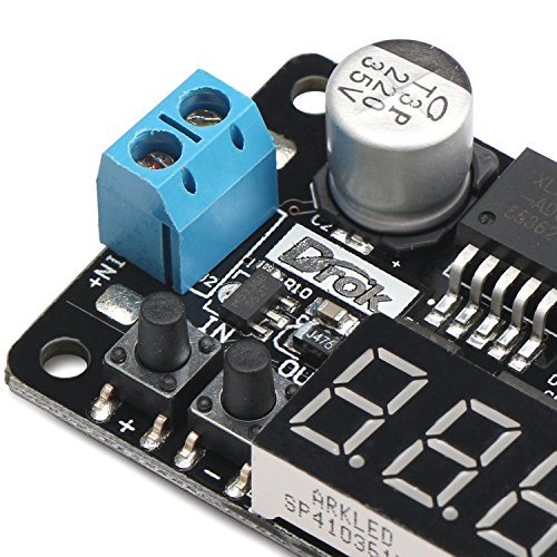 DROK® LM2596 DC 5/12 Volt Einstellbare Spannungsregler mit Kühlkörper und Schraube 5-32.0V zu 0-30.0V DC Buck Converter Autobatterie Step-down Stromversorgungsmodul + Rote LED Voltmeter - 5