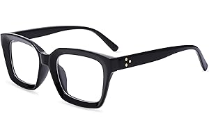 LOJUDI Thick Square Frame Glasses - Clear Lens Glasses Women Men Anti Blue Light Blocking Fake Computer Glasses