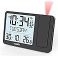 Youshiko Radio Control (Official 2024 MSF UK Version) Projection Alarm Clock, Bedroom Projector Clock Dual Alarms LCD Display Date Time