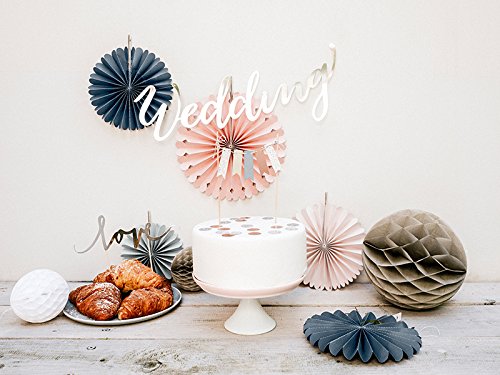 Deko Rosetten Set Pastell Ø 38, 25, 21, 19, 14 cm 5 Stück – PomPoms Lampions Hängedekoration Partydeko Hochzeit - 4