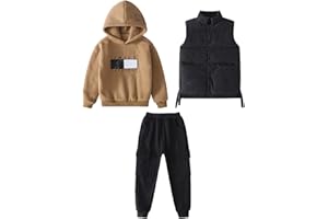 amropi Bambini Ragazzi Tuta Felpa con Cappuccio e Caldo Gilet e Jogging Pantaloni 3 Pezzi Tute per 3-12 Anni