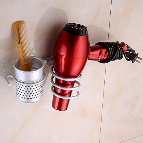 Haosen Wall Mounted Hairdryer and Straightener Holder, Easy Installation Aluminum Hair Dryer Appliance Storage Organiser with Cup and Hook
