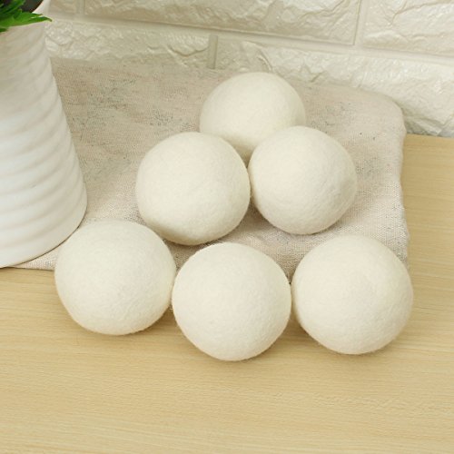 Jeteven 6 Pcs Balle de Sèche en Laine pour Sèche-Linge Boule de Séchage Réutilisable Linge Assouplissant 7cm