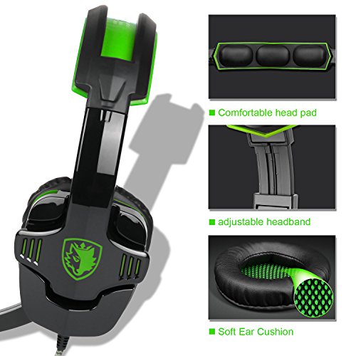 SADES SA930 3.5MM Stereo Surround Gaming Headset Mit Mikrofon LautstÃ¤rkeregelung Over-Ear KopfhÃ¶rer Wired FÃ¼r PC/MAC/PS4/Smartphone/Tablet (Schwarz&GrÃ¼n)