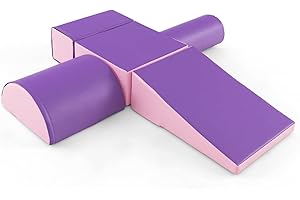 RELAX4LIFE Set da Gioco con Blocchi in Schiuma per Arrampicarsi e Gattonare, Giocattoli Educativi per Bimbi con Colori Vivaci e Forme Diverse, per Soggiorno, Cameretta e Asilo Nido (Viola+Rosa)