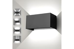 ENCOFT 24W Applique Parete Esterno Interno COB LED Lampada da Esterno a Parete Moderno IP65 Impermeabile 6000K Luci da Balcone in Alluminio Nero