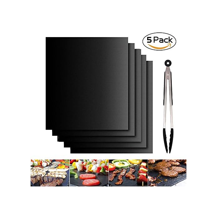 Bbq Grillmatte 5er Set Beeway Grillmatte Backmatte Fr Holzkohle Gas Oder Elektrogrill Hitzebestndig Pflegeleicht Und Wiederverwendbar Fda Zulssig 5er Pack 12 Grillzange Gratis