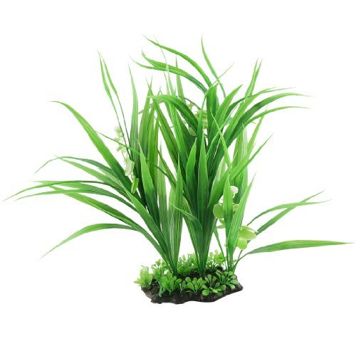 Keramik-Basis Schmale lange Blätter Aquarium Kunststoff Pflanze