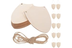 Abaodam 20pcs Wooden Shield Shapes Cutouts Blank Hanging Ornaments with Hole Wood Tags for Wedding Birthday Party Easter Decorations