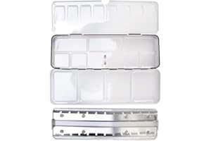 Sheens Scatola di lattine vuote per acquerelli, Scatola di Vernice per tavolozza con Mezza pentola da 24 Pezzi Fornitura di Pittura per Cassa in pigmento Solido Antiscivolo in Metallo Nero