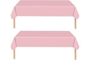 MOMAHUA 2Pcs Pink Table Cloths Party, Party Tablecloths for Birthday, 137x274cm Extra Large Rectangle Waterproof|Oil-Proof|Easy Clean Table Cover, Solid Color Party Supplies Table Decors