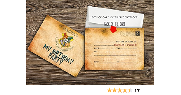 10 Invitations De Fete D Anniversaire Harry Potter Avec 10 Enveloppes Cartes Epaisses 300 G M Amazon Fr Cuisine Et Maison