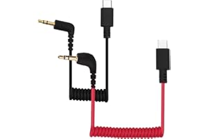 BTFO 2pcs Câbles Adaptateurs Microphone USB C vers TRS 3,5mm, pour Hollyland Lark M1/M2/MAX/150/M1/MAX Duo Câble Sortie Audio DAC Câble Spiralé Rode Wireless GO 2/ME/Pro Android iPhone 15/16