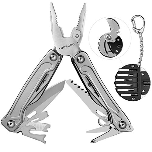 Preisvergleich Produktbild YOUNGDO Taschenwerkzeug, Faltbares Multifunktional-Taschenmesser, Edelstahl Werkzeugzange, Gebrauchsmesser, Schraubendreher, 18 Funktionen Tragbares Multiwerkzeug, beim Camping oder Angeln