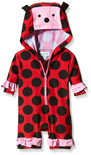Lilly & Sid Baby-Girls Ladybird Flo Sunsafe Swimsuit, Multicoloured (Red), 18-24 Months