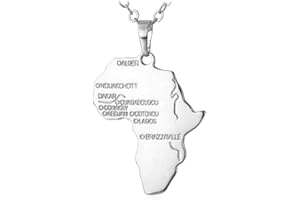 U7 Collar del Mapa de África, Colgante de Material Dudadero con Cadena Ajustable, Joyería Moderna de Hombre