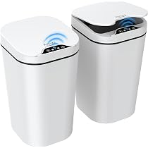 Kssvzz 2 Pezzi Pattumiera Bagno con Coperchio, 10L Pattumiera Automatica con Sensore, Bidone Della Spazzatura Elettrico Senza Contatto per Bagno, Ufficio, Camera da Letto (Bianco