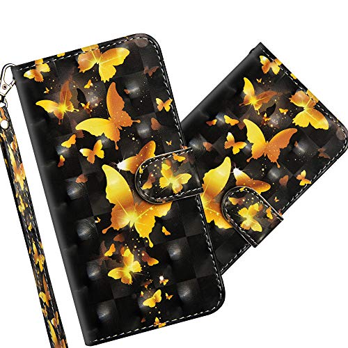 COTDINFOR Google Pixel 3 Case Wallet Cool Animal 3D Effect Painted PU Leather Flip Magnetic Clasp Card Holder Stand Cover for Google Pixel 3 Golden Butterflies YX.
