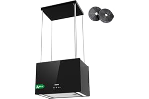 CIARRA Island Cooker Hood 48cm 700m³/ h CBCB4850 WIFI APP Touch Control Ceiling Hood 4-Speed with Booster Recirculating Kitchen Extractor Fan