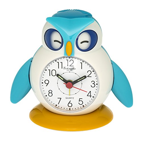 Eichmüller Kinderwecker Eule Analog Wecker mit Alarm Snooze Licht (Blau) 9848-01 - 2
