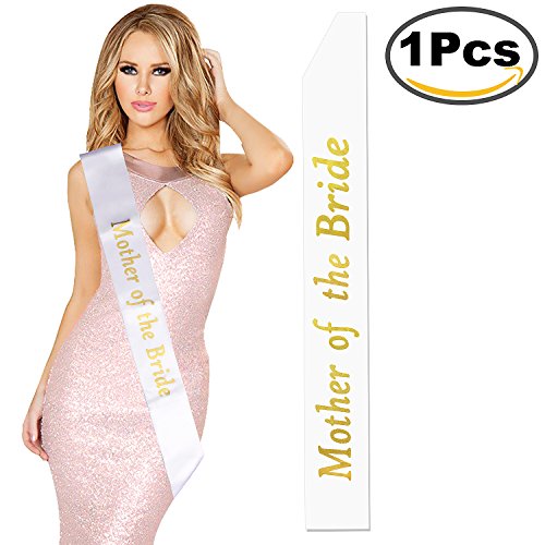 Outee Mother of the Bride Sash White Night Out Sash Hen Party Sash with Gold Letters for Women Night Out, 1 Pcs