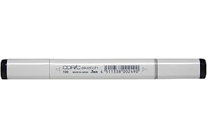 COPIC Sketch Marker Typ - 100, black, professioneller Pinselmarker, alkoholbasiert, mit einer Super-Brush-Spitze und einer Medium-Broad-Spitze