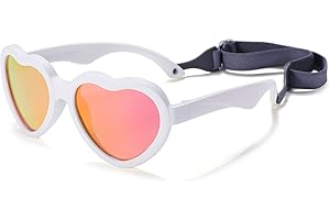 COASION Baby Sunglasses Polarized Rubber UV Protection with Strap Heart Shape Sun Glasses for Boys Girls Kids Ages 0-24 Months