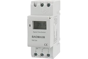 BAOMAIN - THC15A Temporizador Digital programable, 24 V DC 16 Amp. SPST, Temporizador Digital LCD programable semanalmente, Montaje en Carril DIN de 35 mm