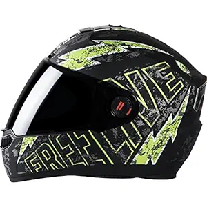 Steelbird SBA-1 Free Live Helmet with Smoke visor, 600mm, Matte Black with Green