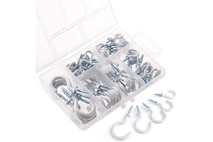 ANGELKISS HYIBE Schraubhaken Vinyl beschichtet Cup Haken, 53 Stück, 5 Größen (Weiß)